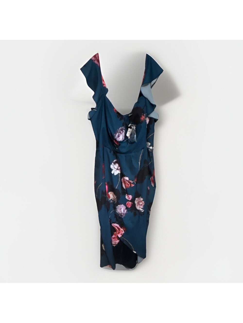 City Chic Women’s Plus Size XXL Blue Pink Floral Sleeveless Knee Length Dress